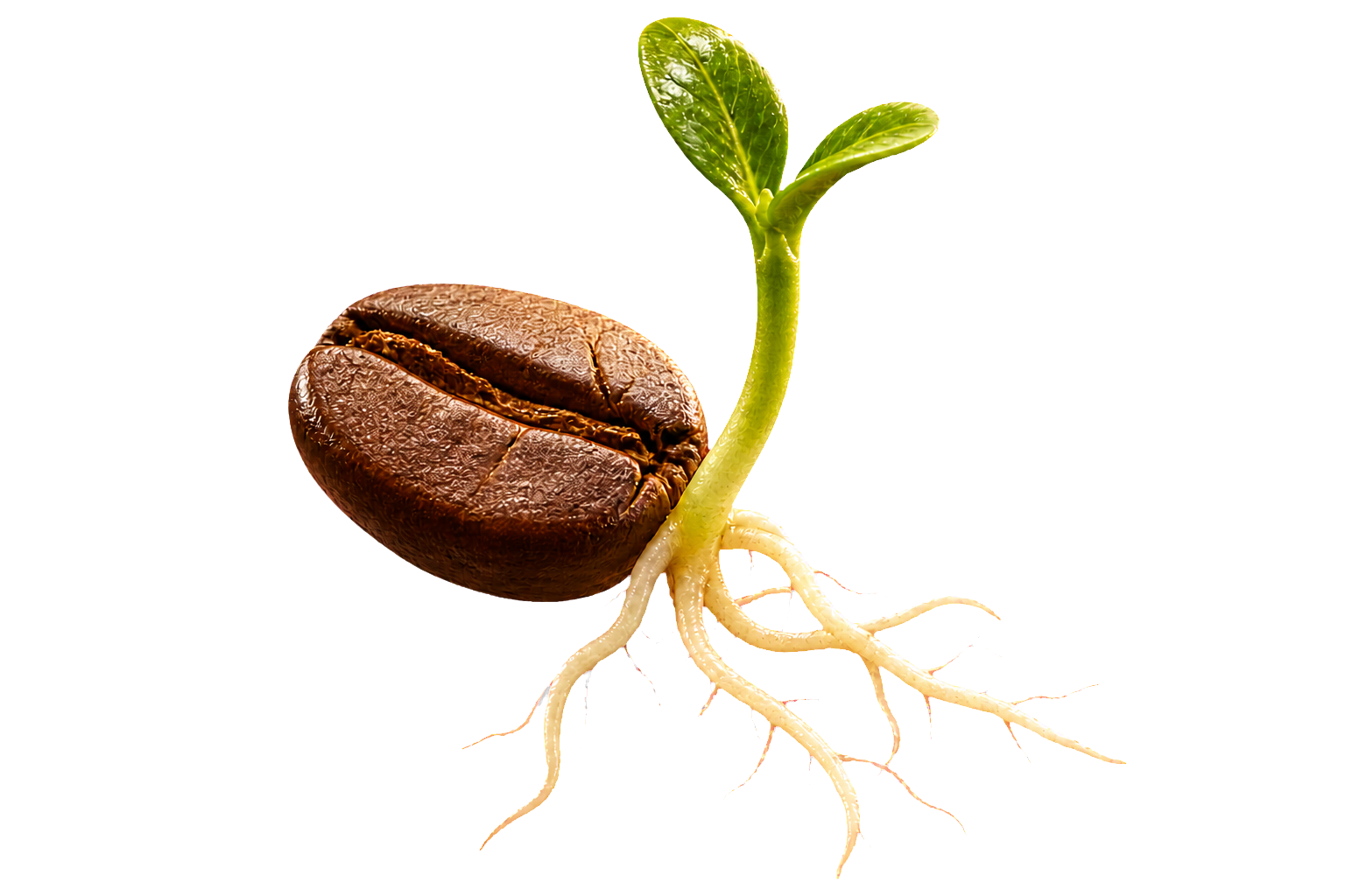 Grano de café germinando